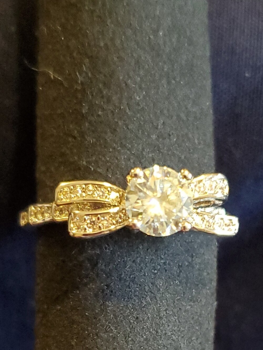Sz 7 Moissanite White Gold over 925 sz 9 Ring w/GRA Cert.
